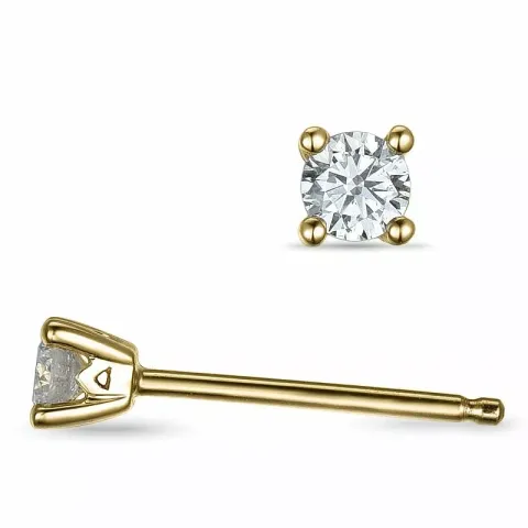2 x 0,10 ct solitaireørepynt i 14 karat gull med diamant