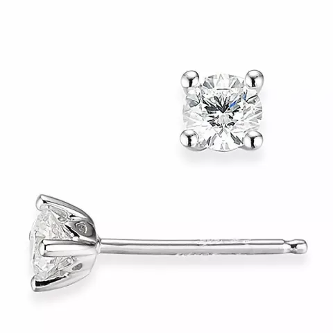 2 x 0,20 ct solitaireørepynt i 14 karat hvitt gull med diamant