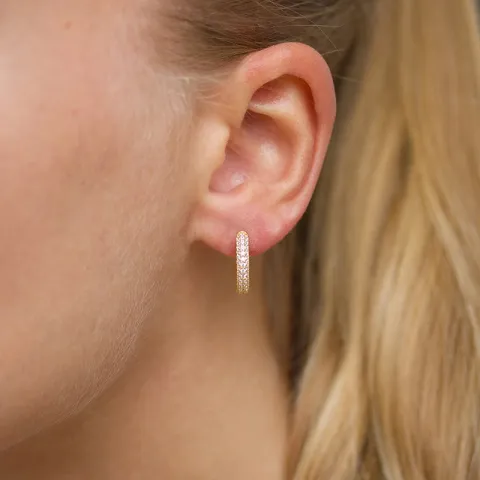 14,5 mm zirkon creol i forgylt sølv