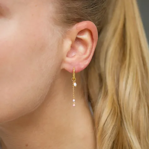 13,5 mm lange rosa creol i forgylt sølv