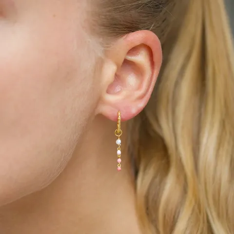 13,5 mm lange rosa creol i forgylt sølv