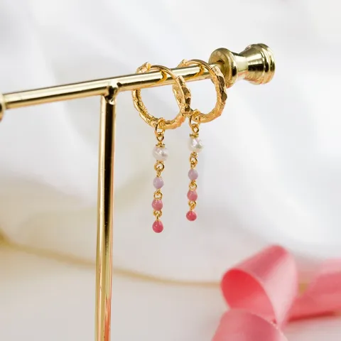 13,5 mm lange rosa creol i forgylt sølv