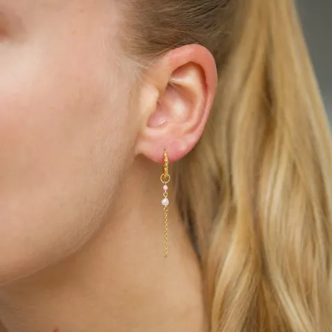 13,5 mm lange rosa creol i forgylt sølv