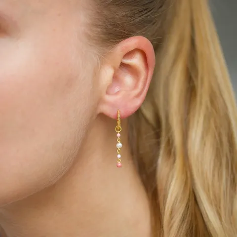 13 mm lange rosa creol i forgylt sølv