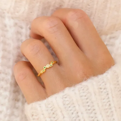 grønn zirkon ring i forgylt sølv - Bubbly Twist
