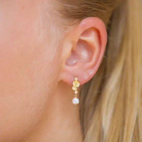 perle øredobber i forgylt sølv - Lumé Etched