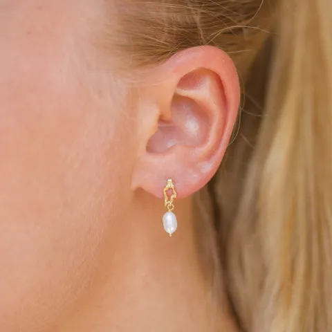 perle øredobber i forgylt sølv - Lumé Etched