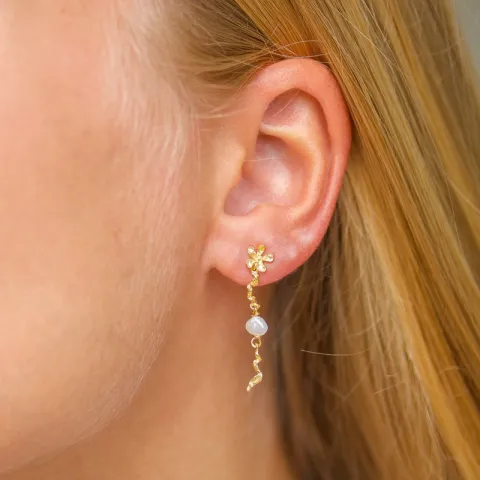 perle øredobber i forgylt sølv - Lumé Etched