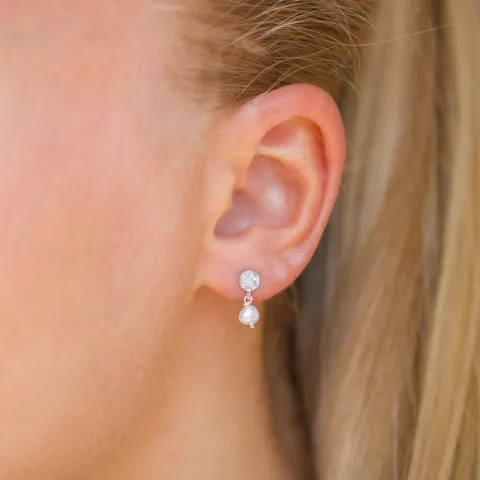 perle øredobber i sølv - Lumé Etched