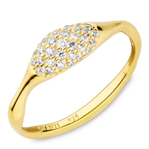 zirkon ring i forgylt sølv