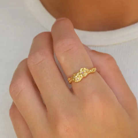 rosa zirkon ring i forgylt sølv
