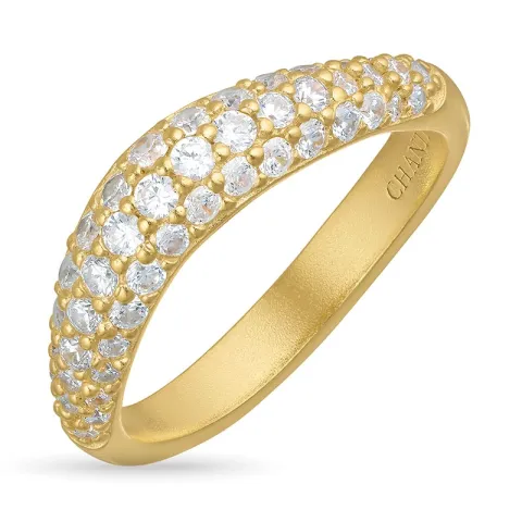 zirkon ring i forgylt sølv