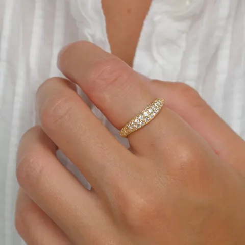 zirkon ring i forgylt sølv