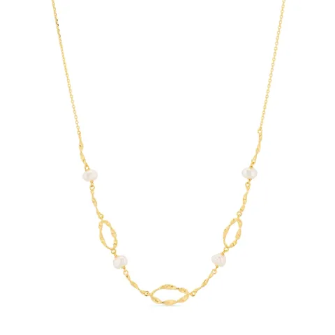 perle halskjede i forgylt sølv - Lumé Etched