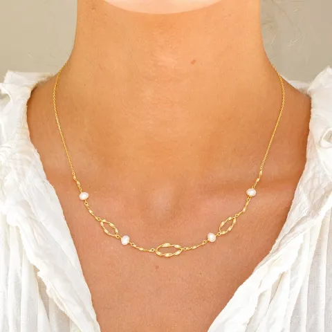 perle halskjede i forgylt sølv - Lumé Etched