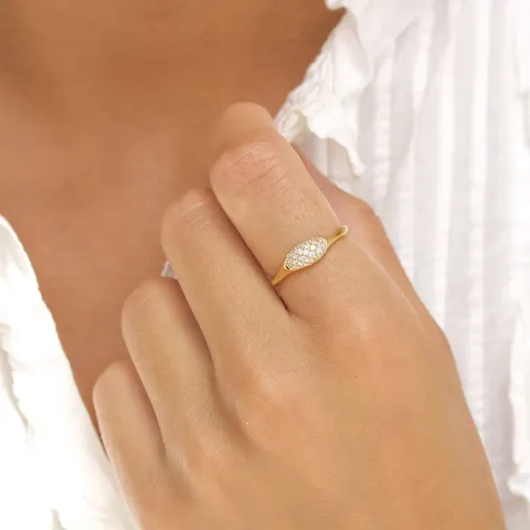 zirkon ring i forgylt sølv
