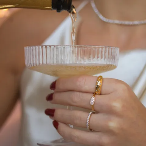 zirkon ring i forgylt sølv - Lumé Illume