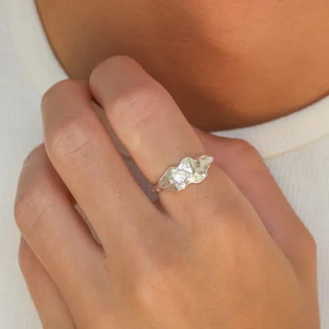 bred zirkon ring i sølv