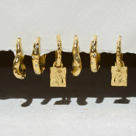 14,5 x 12 mm ovale zirkon creol i forgylt sølv