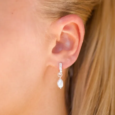 12,5 mm perle creol i sølv