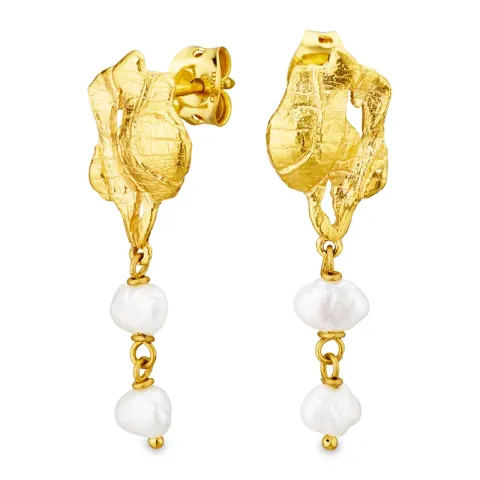 perle øredobber i forgylt messing - Eliné