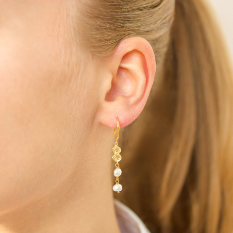 perle kjedeøreringer i forgylt messing - Eliné