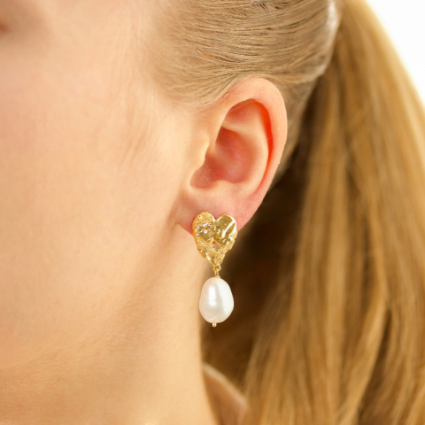 perle øredobber i forgylt messing - Eliné