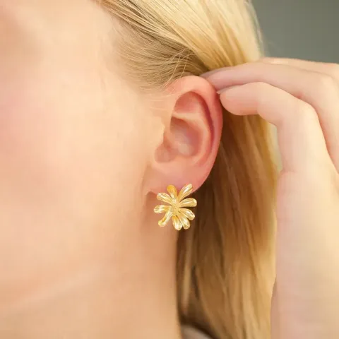 blomst øredobber i forgylt messing - Eliné