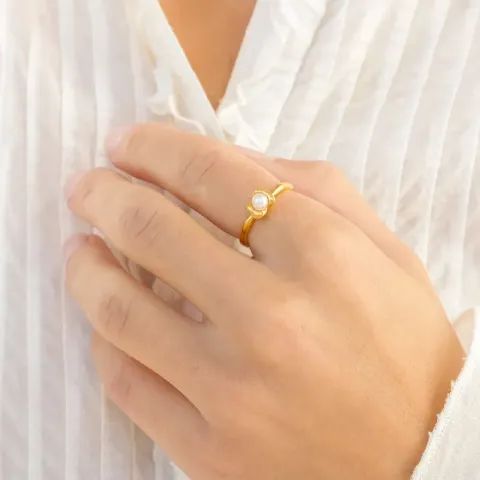 perle ring i forgylt messing - Eliné
