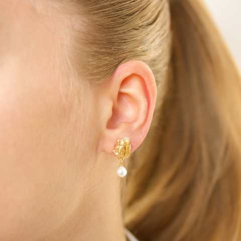 perle øredobber i forgylt messing - Eliné