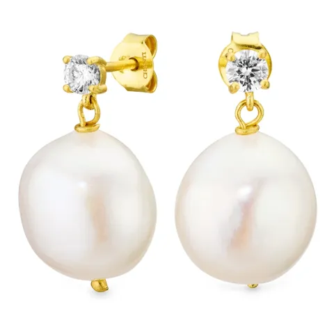 blomst perle kjedeøreringer i forgylt messing - Eliné