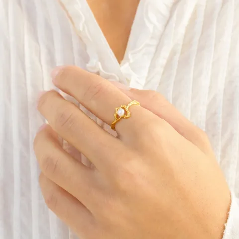 perle ring i forgylt messing - Eliné
