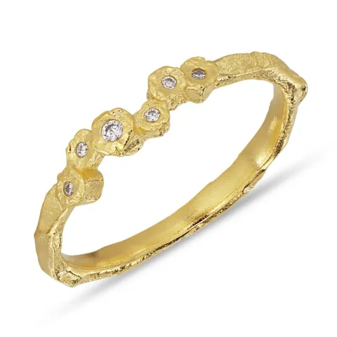 hvit zirkon ring i forgylt messing - Eliné