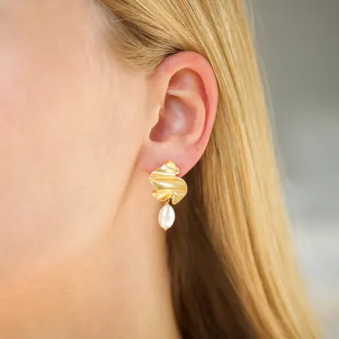 perle øredobber i forgylt messing - Eliné