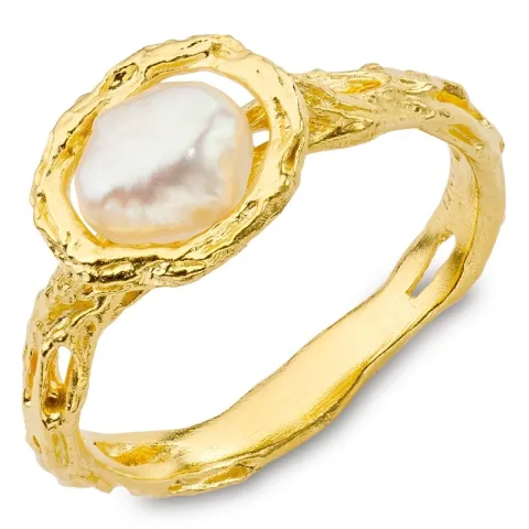 perle ring i forgylt messing - Eliné