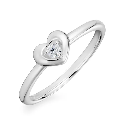 hjerte zirkon ring i sølv
