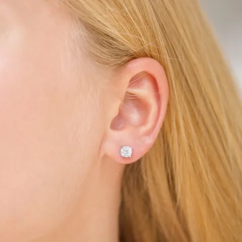 5 mm zirkon solitaireørepynt i sølv