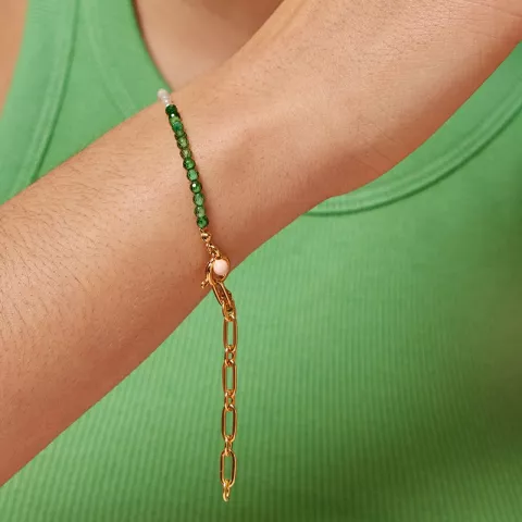 Enamel Gabriella armbånd i forgylt sølv grønn emalje oransje emalje