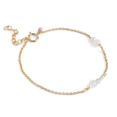 Enamel Sofia perle armbånd i forgylt sølv