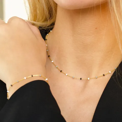 Enamel Lola Salt’n’Pepper armbånd i forgylt sølv multifarget emalje