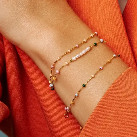 Enamel Lola Tropical armbånd i forgylt sølv rosa emalje rosa emalje hvit emalje