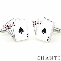 Poker hvite mansjettknapper i Rustfritt stål