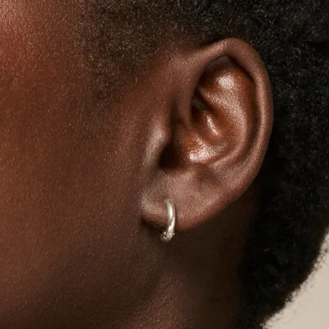 8 mm Enamel Chunky classic creol i sølv