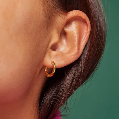 10 mm Enamel Chunky classic creol i forgylt sølv