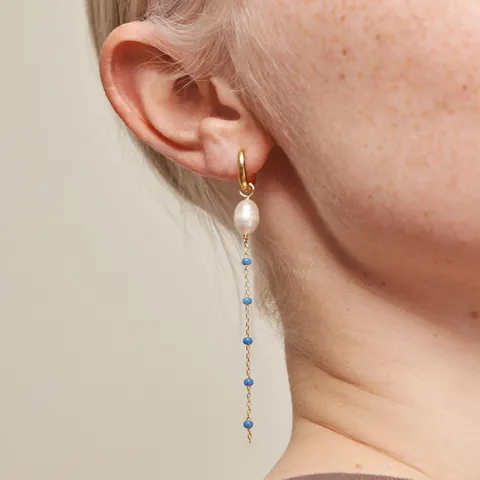 Enamel Lola Glory Cornflower kjedeøreringer i forgylt sølv blå emalje