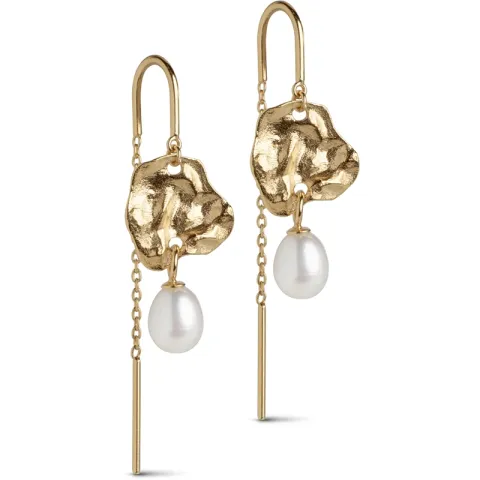 Enamel Kai Pearl perle kjedeøreringer i forgylt sølv