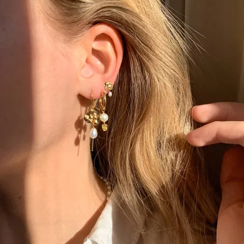 Enamel Kai Pearl perle kjedeøreringer i forgylt sølv