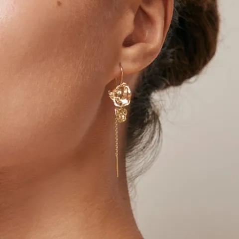 Enamel Kim lange kjedeøreringer i forgylt sølv