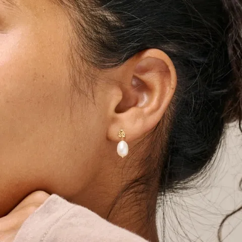 Enamel Poe Pearl perle øredobber i forgylt sølv