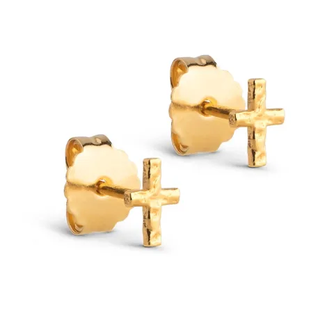 Enamel Protective Cross ørestikker i forgylt sølv